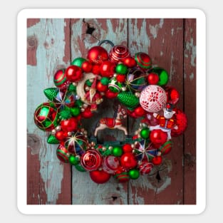 Old Fashion Christmas Wreath Sticker